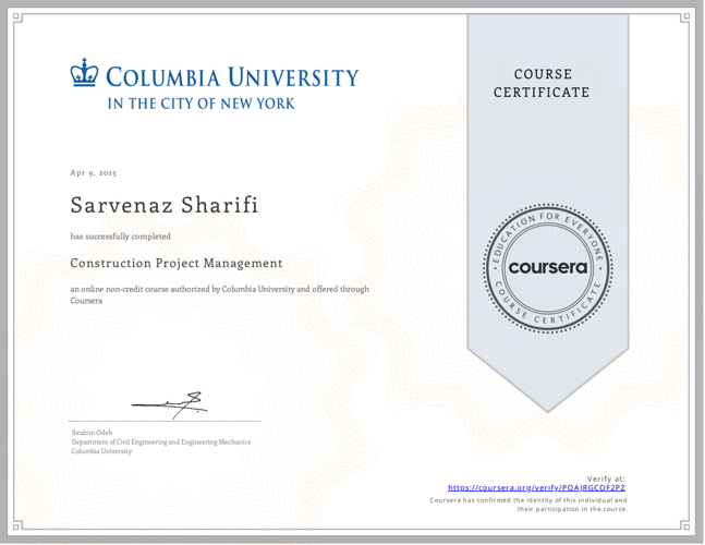 Columbia University Project Management certificate